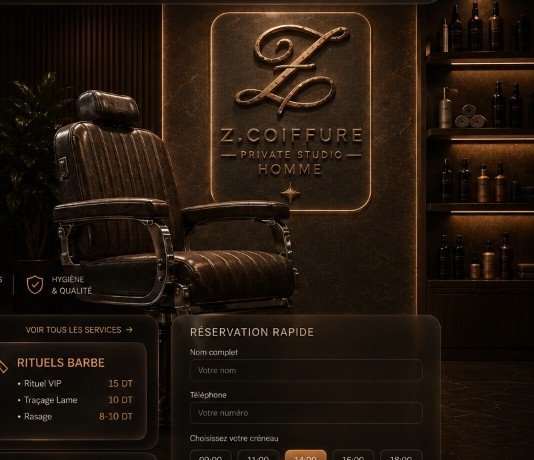 Fauteuil Barber Cuir et Studio Z.COIFFURE Sfax